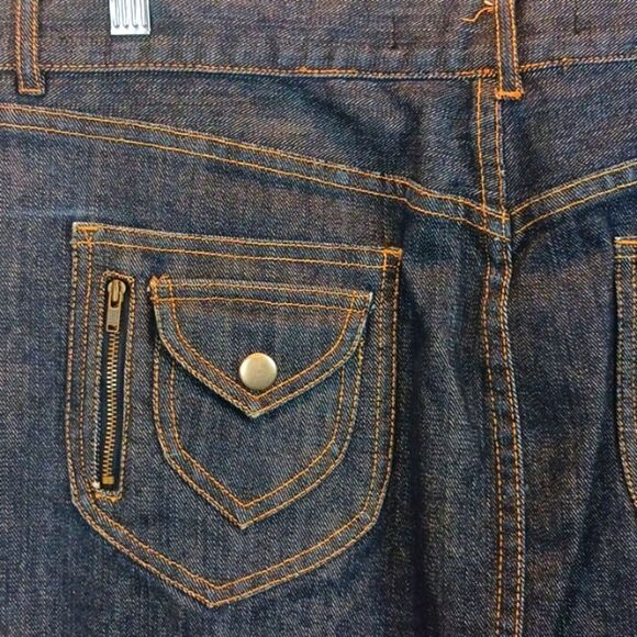 Y2K French Connection dark wash denim fitted skirt with front slit size 10 - Picture 5 of 8